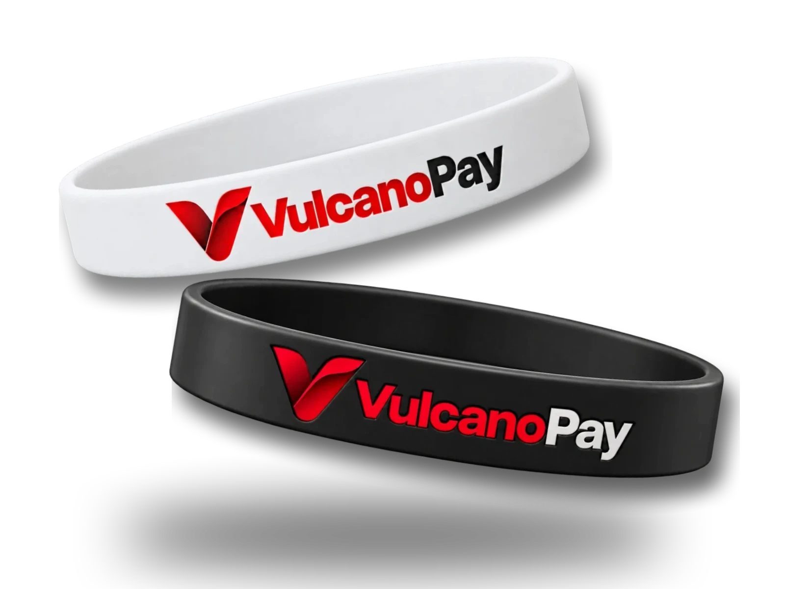 Pulseiras VulcanoPay: uma branca e uma preta